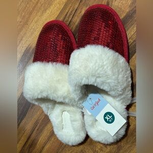 NWT Girls Cat & Jack Red Sequin Slippers